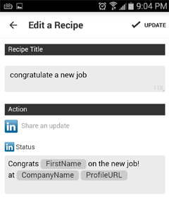 modifier une recette dans ifttt