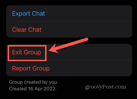 WhatsApp quitter un groupe