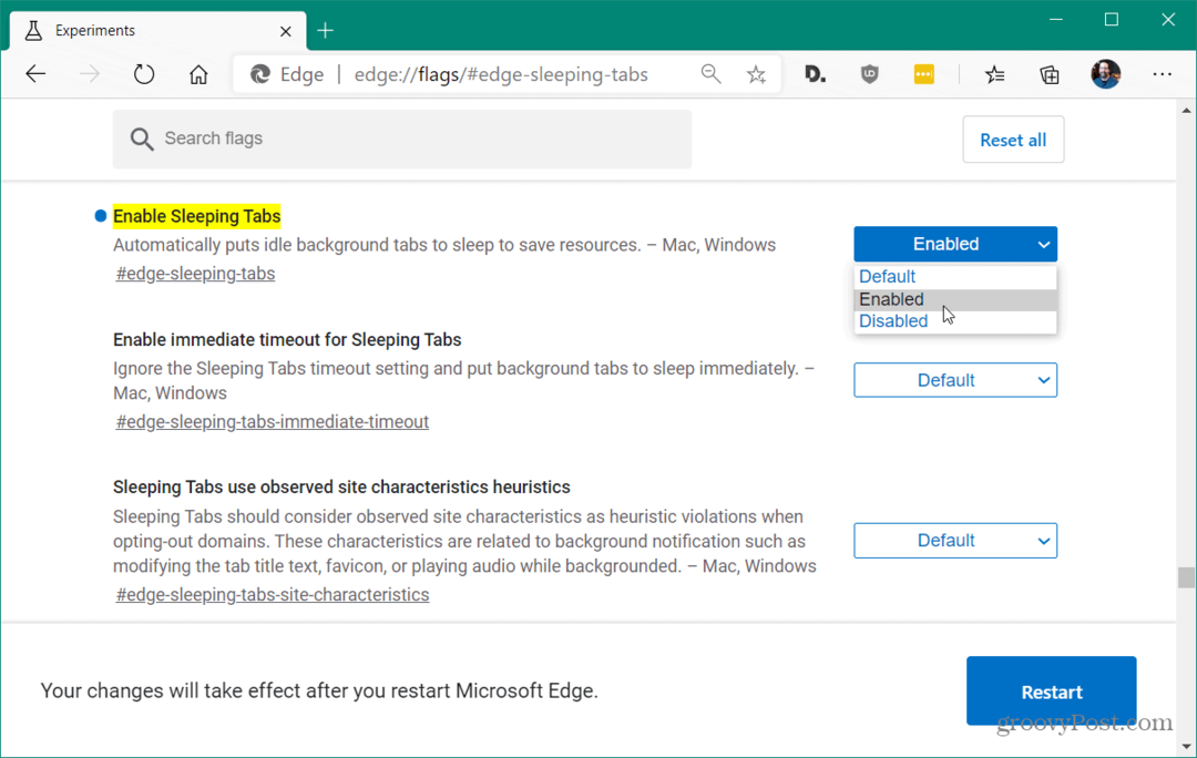 Comment activer les onglets de veille dans Microsoft Edge