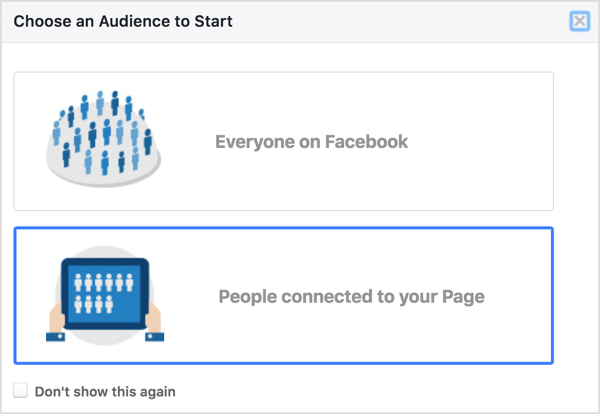 Sélectionnez Personnes connectées à votre page dans Facebook Audience Insights.
