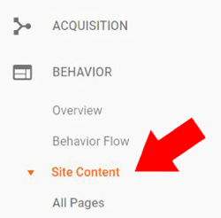 Sous Comportement dans Google Analytics, choisissez Contenu du site> Toutes les pages.