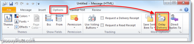 Palīdzība, kā atlikt, atlikt vai plānot Outlook 2010 e-pasta vienumu piegādi