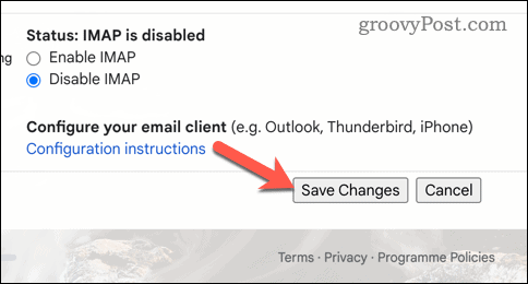 Enregistrer les modifications apportées à Gmail