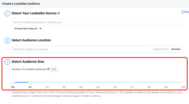 Créer une fenêtre de configuration d'audience similaire dans les audiences Facebook