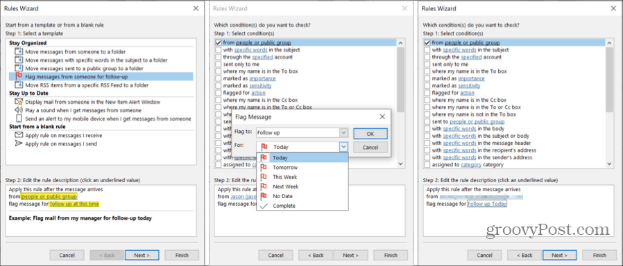 Marquer les e-mails pour la règle Outlook de suivi