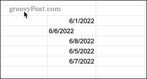 Exemples de dates alignées dans Google Sheets
