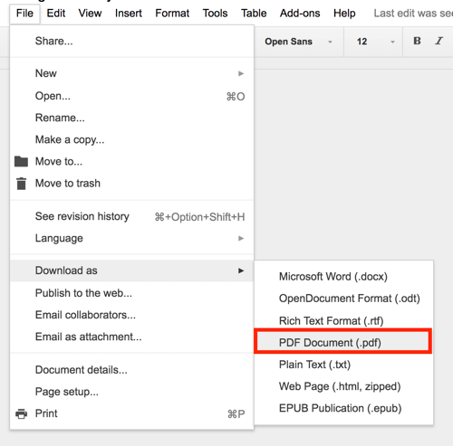 Google Drive vous permet d'exporter n'importe quel document au format PDF.