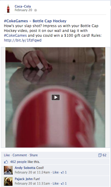 jeux olympiques facebook coca-cola