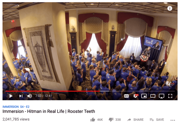 Exemple d'engagement superfan de Rooster Teeth sur YouTube.