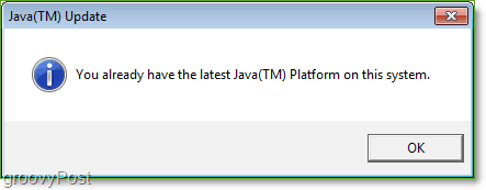 Capture d'écran: Windows 7 Java Update Check Complete Jucheck.exe