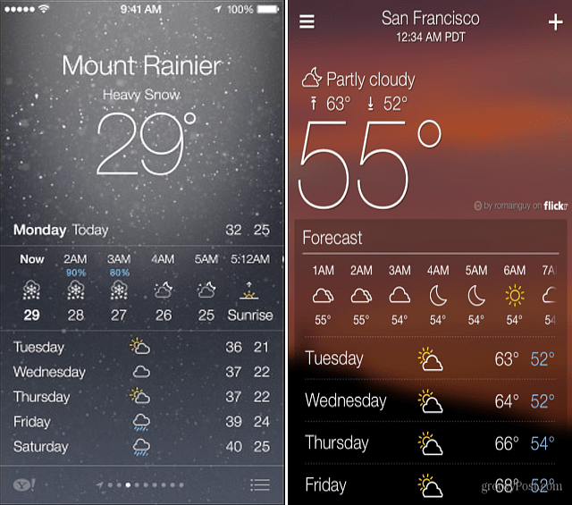 Yahoo et iOS 7 Weather Apps
