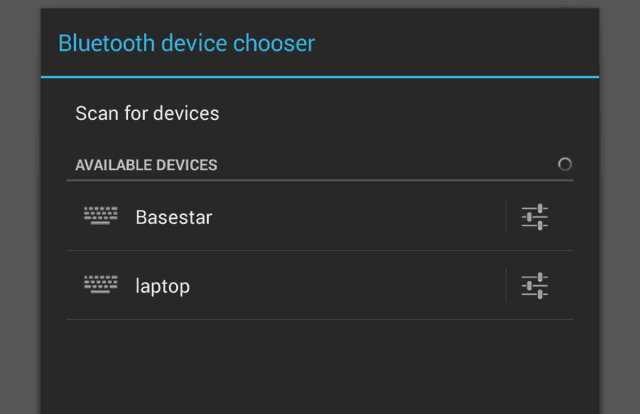 Sélecteur d'appareil Bluetooth Android