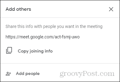 Google Meet info sur l'adhésion join