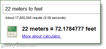 la calculatrice convertit les mètres en pieds