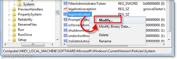 modifier le legalnoticetext pour créer un message de démarrage de Windows 7