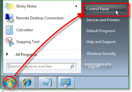 cliquez sur le menu de démarrage de Windows 7, puis cliquez sur le panneau de configuration pour commencer à supprimer IE
