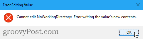 Impossible de modifier l'erreur dans le registre Windows