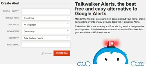 page d'alerte talkwalker