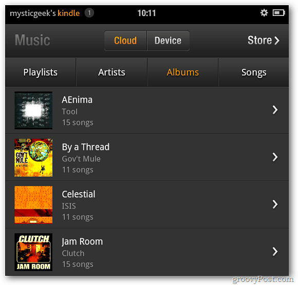 Kindle Fire Music depuis Cloud Player