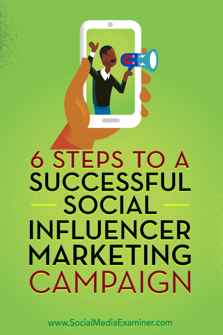 6 étapes pour une campagne de marketing d'influence sociale réussie par Juliet Carnoy sur Social Media Examiner.