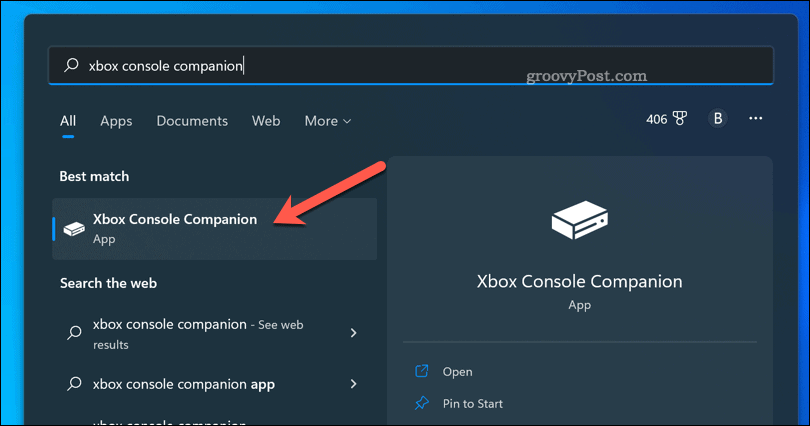 Ouvrez l'application compagnon Xbox sur Windows 11
