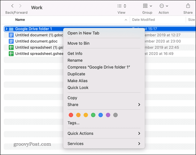 Copier un dossier dans Google Drive sur Mac