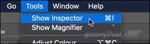 Afficher l'option Inspecteur dans l'application Aperçu macOS