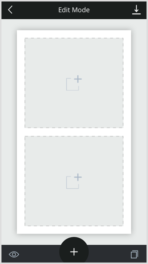 Appuyez sur l'icône + dans le modèle Déplier pour ajouter votre contenu.