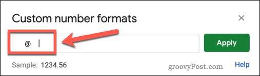 Sélection d'un format de nombre dans Google Sheets