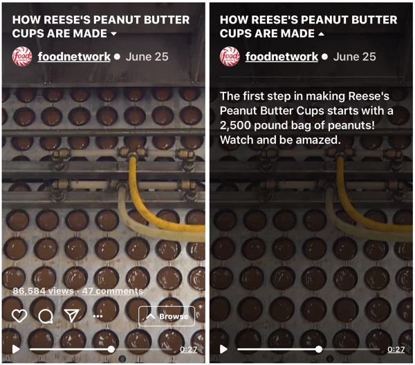 Exemple de l'émission IGTV de Food Network démontrant comment les tasses de beurre d'arachide de Reese sont fabriquées.