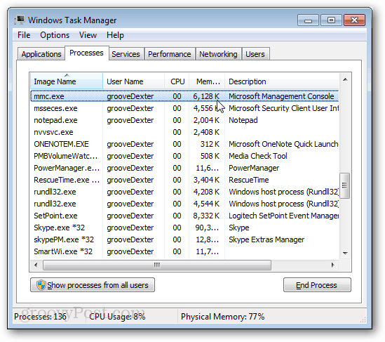 Gestionnaire des tâches Windows mmc.exe