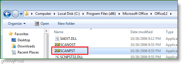 Capture d'écran - Outlook 2007 ScanPST