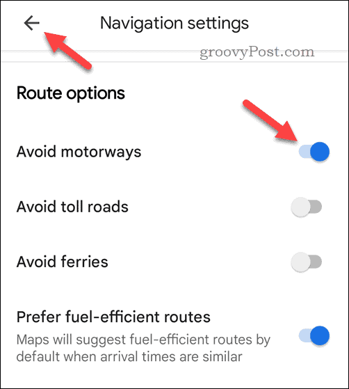 Paramètre pour toujours éviter les autoroutes dans Google Maps