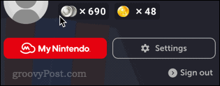 Bouton Paramètres Nintendo Online