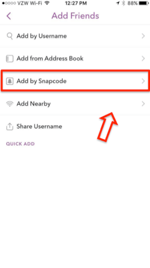 Snapchat ajouter par snapcode
