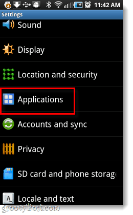 Paramètres des applications Android 