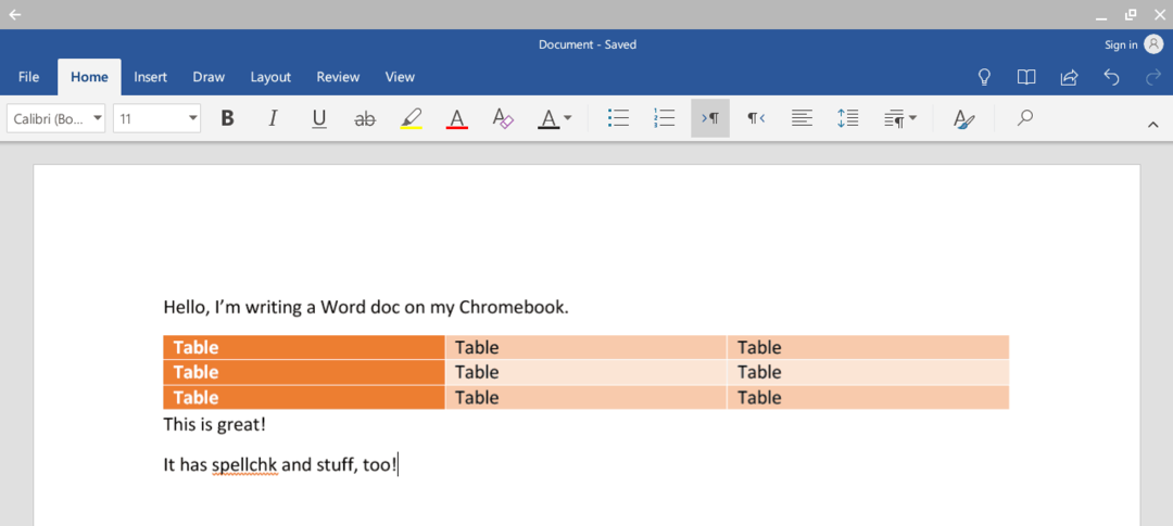 Microsoft Word sur Chromebook