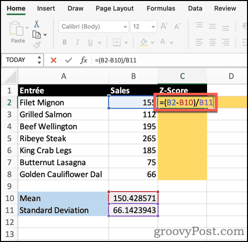 Calculer un Z-Score dans Excel