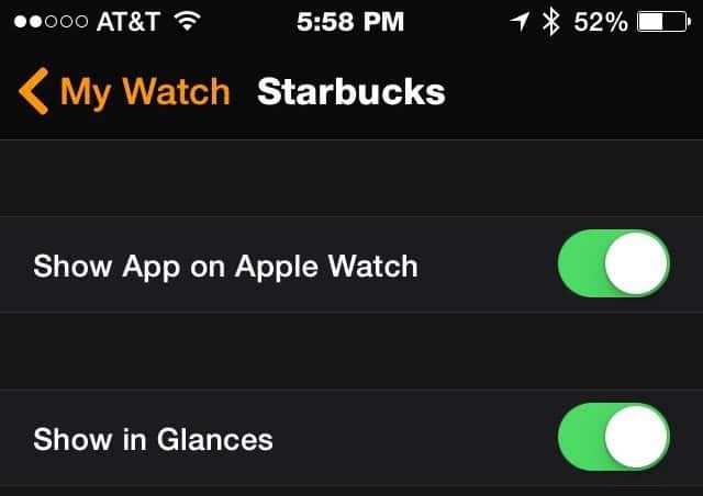 Application Starbucks - Apple Watch