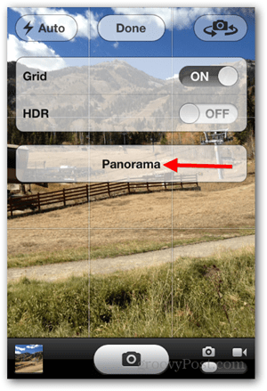Prendre une photo panoramique iPhone iOS - Appuyez sur Panorama