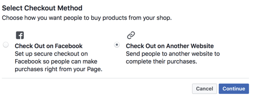 Facebook vous permet de choisir si vous souhaitez que les utilisateurs vérifient sur Facebook ou les envoient sur votre site pour vérifier.