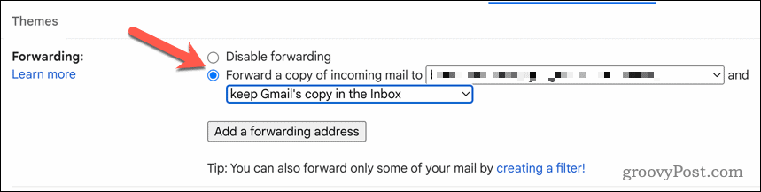 Activer le transfert Gmail