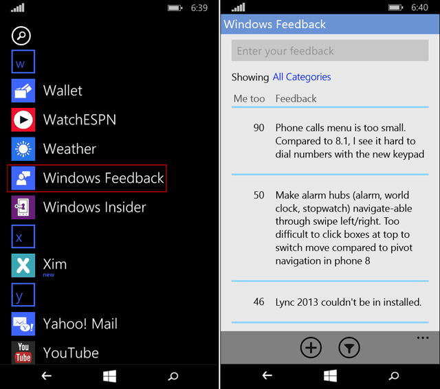 Envoyer des commentaires sur Windows 10 pour téléphones en toute simplicité