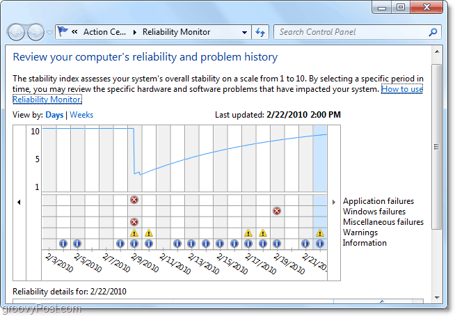 Comment utiliser l'outil d'historique de fiabilité pour diagnostiquer les problèmes de Windows 7
