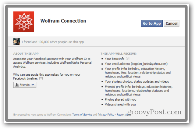 wolfram alpha facebook rapport facebook aller à l'application