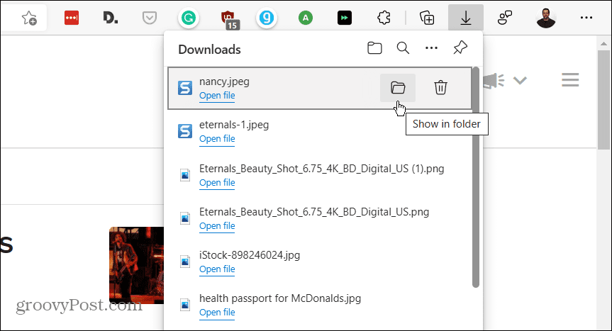 ouvrir l'emplacement du fichier de téléchargement microsoft edge