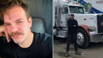 La pose de jeunesse de Tolga Karel, qui est chauffeur de camion en Amérique, est à l'ordre du jour