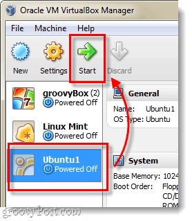 démarrer ubuntu vm