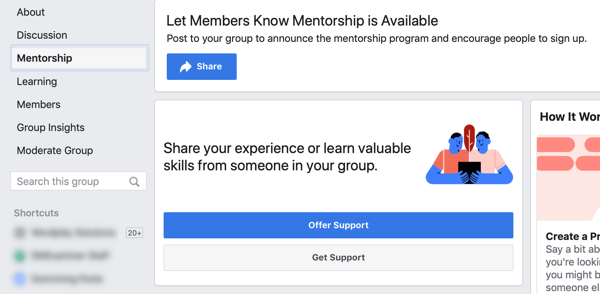 Comment améliorer votre communauté de groupe Facebook, option de mentorat de groupe Facebook et exemple de tableau de bord 
