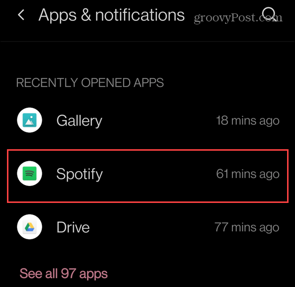 applications récemment installées Spotify